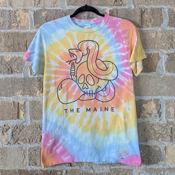The Maine Pastel Rainbow Tie Dye Short Sleeve T-Shirt Band Tee Size Small - Picture 1 of 8